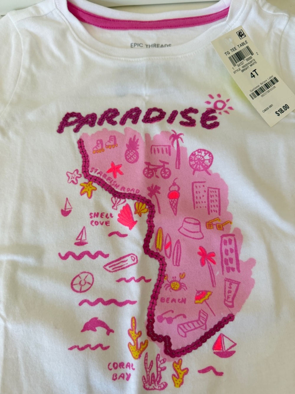 Epic Threads White Tee with Pink Paradise Graphic - Picture 2 of 4